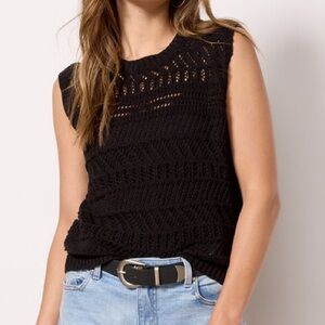 Evereve Black Crochet Knit Tank